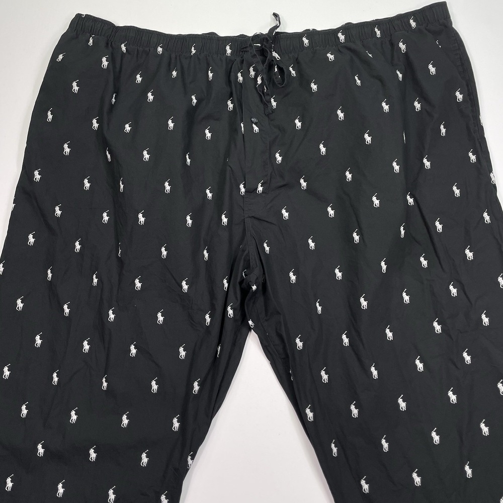 Polo Ralph Lauren Pajama Pants Bottom Mens 4XL Black AOP Pony Logo 50x29.5